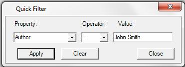 W celu szybkiego wyszukiwania dokumentu użyj Quick Filter z menu Document.