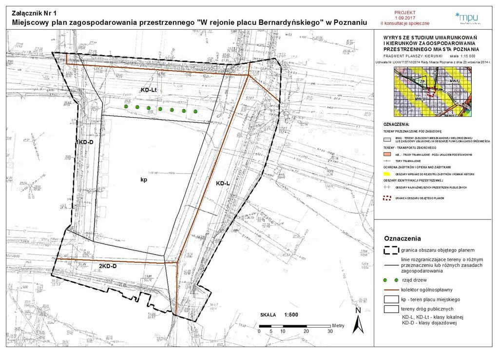 Rysunek projektu planu W rejonie