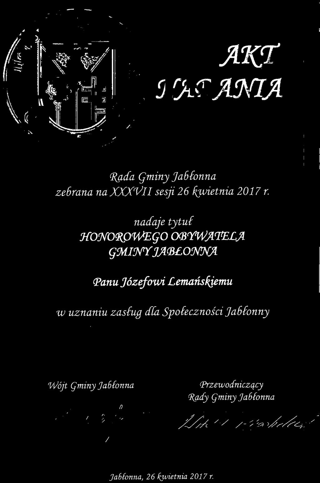 y(g---tj orski Przewoaniczący ~acfy gminy Ja6Eonna J