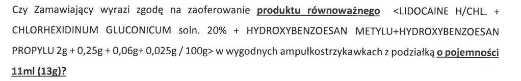 część 4 pozycja 61 Czy Zamawiający dopuści produkt Citra-Lock ( cytrynian sodu ) w stężeniu 4% w postaci bezigłowej ampułki x 5ml z systemem Luer Slip, Luer Lock skuteczność potwierdzona wieloma