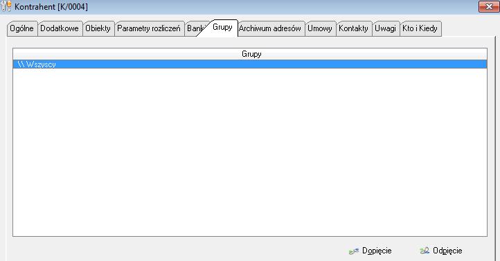 Można kontrahentów dopiąć do wybranej grupy w sposób seryjny tzn.