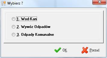 WAŻNE: W dokumentacji opisana jest sytuacja gdy użytkownik posiada licencje na obciążanie odbiorców z tytułu dostaw wody, odbioru ścieków i opłat abonamentowych (licencja na WOD-KAN) i na wywóz
