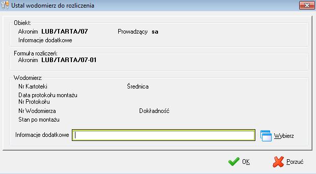 Zakładka KTO I KIEDY wyświetla informacje o dacie, godzinie i identyfikatorze operatora, który dokonał ostatniej modyfikacji. Po uzupełnieniu informacji i ich zatwierdzeniu (OK.