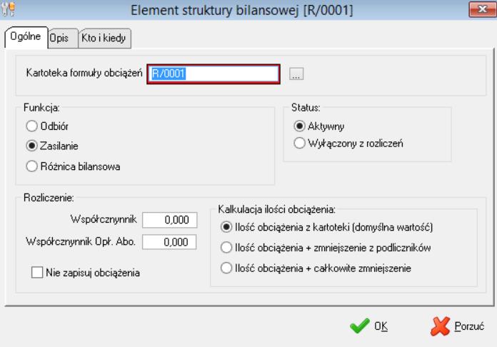 DEFINIOWANIE ELEMENTÓW STRUKTURY BILANSOWEJ Definiowanie elementów struktury bilansowej to wybranie z listy istniejących w systemie formuł rozliczeniowych tych, które biorą udział w rozliczeniach
