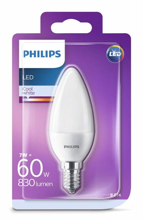 PHILIPS LED Świeczka 7 W (60 W) E14 barwa chłodno-biała Bez możliwości przyciemniania Światło komfortowe dla Twoich oczu Słaba jakość oświetlenia może prowadzić do