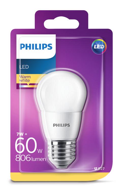 PHILIPS LED Kulka 7 W (60 W) E27 Ciepła biel Bez możliwości przyciemniania Światło komfortowe dla Twoich oczu Słaba jakość oświetlenia może prowadzić do zmęczenia