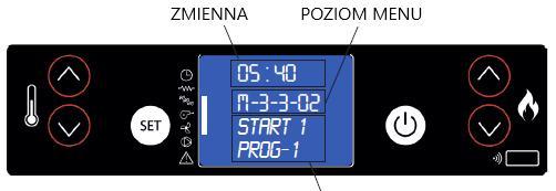 Czas lub off 020303 Stop prog 1 Czas lub off 020304 Poniedz prog1 020305 Wtorek prog1 020306 roda prog1 Wybrany 020307 Czwartek prog1 020308 1 020309 Sobota prog1 020310 Niedziela prog1 PROGRAM 2