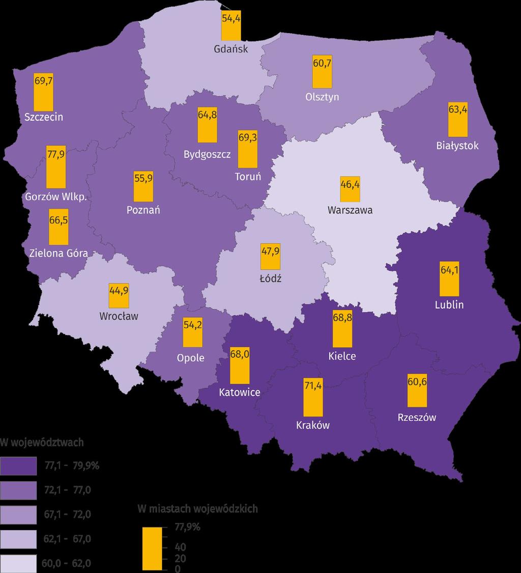 RZESZÓW NA TLE MIAST WOJEWÓDZKICH 2.4. Wymiar sprawiedliwości 2.4. Justice Mapa 8. Map 8.