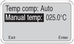 W trybie kompensacji ręcznej możliwe jest wykorzystanie stałej wartości temperatury zamiast wartości z czujnika.