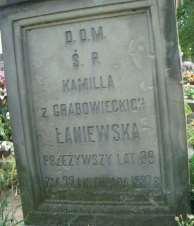 102 5.441. Łaniewska Kamila Karolina z Grabowieckich, 1847-1887 Urodziła się 5 lipca 1847 roku w miejscowości Skrzyniec (parafia r.l. Chodel), córka Józefa Benedykta Jakuba i Ludwiki Zuzanny z Zwierowiczów małżonków Grabowieckich.