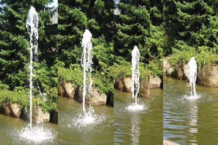 Dopracowana konstrukcja dyszy daje wysoki strumień fontanny przy stosunkowo niewielkim przepływie wody.