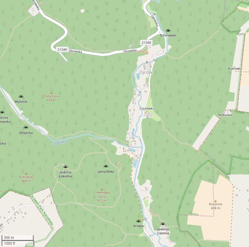 Mapa dojście do przystanku w Czajowicach: Mapa trasy: 7 5 4 6. Parking w Czajowicach. Jaskinia Łokietka 3.