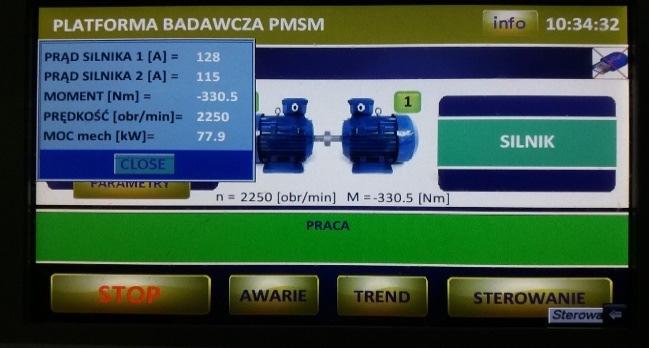 224 Maszyny Elektryczne - Zeszyty Problemowe Nr 2/2017 (114) Oprócz wymienionych parametrów podstawowych, możliwy jest również podgląd innych wielkości mechanicznych i elektrycznych pracy silników,