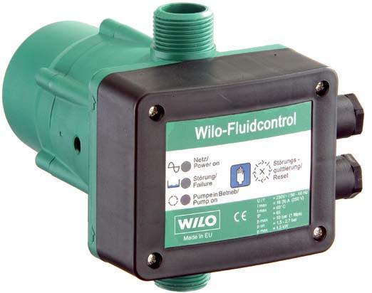POMPY DO INSTALACJI SANITARNYC Czujnik ciśnienia i przepływu Wilo-FluidControl Wilo-FluidControl Elektronicznie sterowane czujniki ciśnienia i przepływu z zabezpieczeniem przed suchobiegiem i