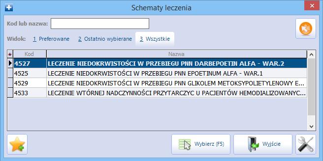 PL/PT/CHEM, służąca do uzupełnienia schematu leczenia, zostanie wyświetlona dopiero po wyborze odpowiedniego produktu kontraktowego i jednostkowego na pozycji rozliczeniowej (pola "Zakres świadczeń"