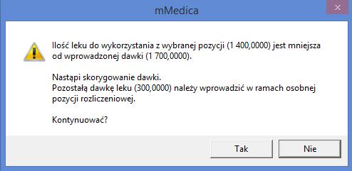 0 aplikacji mmedica dodano funkcjonalność sprawdzającą czy ilość substancji czynnej podanej pacjentowi i rozliczanej w ramach wizyty, nie przekracza sumy ilości substancji czynnej leku