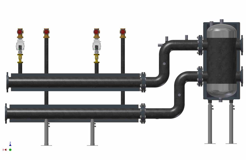 NOWOŚĆ SYSTEM DO KASKADY KOTŁÓW WISZĄCYCH System do kaskady kotłów wiszących System do 5 kw Podłączenie kotła DN 5 lub DN Zwrotnica hydrauliczna Wsporniki do montażu rozdzielacza na podłożu Zalety