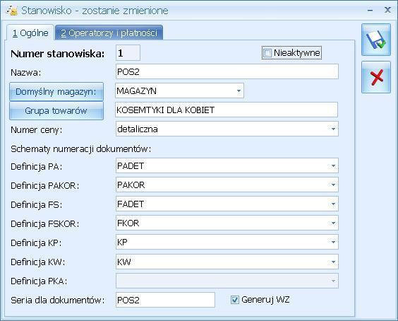 Podręcznik Użytkownika systemu Comarch OPT!MA Str. 7 Rys. Stanowisko zostanie dodane, zakładka Ogólne.