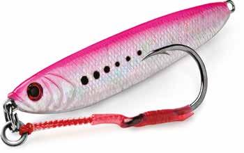 HERRING JIG JIGGING Szybko tonący pilker o szerokim ksztłcie korpusu. Płski profil z deliktnymi zokrąglenimi zpewni przynęcie szeroką prcę.