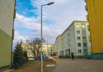 Przed wejściami do klatek nasadzano żywopłot