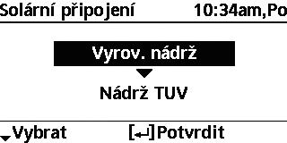 Nabídka Výchozí nastavení Možnosti zobrazení / Nastavení 5.11 Externí vypínač Ne 5.12 Solární připojení Optimální připojení řídicí desky je nutno potvrdit volbou ANO, jinak nefunguje.