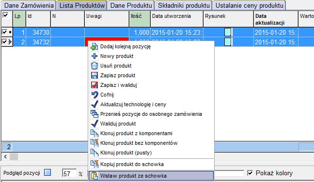 Wycofana została funkcjonalność wstawiania ze schowka do bieżącej pozycji (zakładka dane produktu).