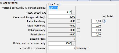 zamówienia W dotychczasowej wersji programu każda zmiana cechy produktu