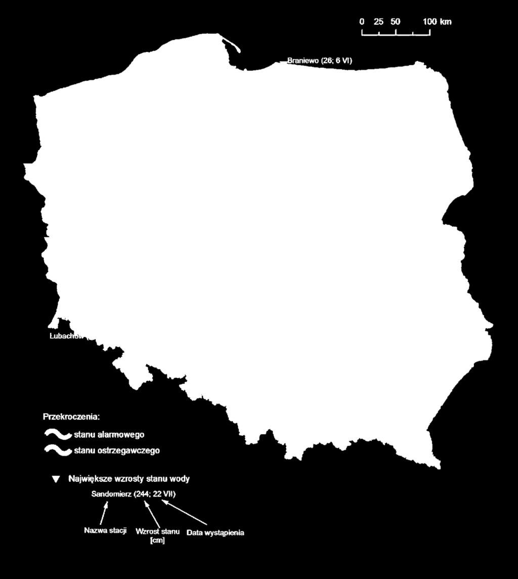 4. Przekroczenia stanów ostrzegawczych i alarmowych oraz najwyższe dobowe wzrosty