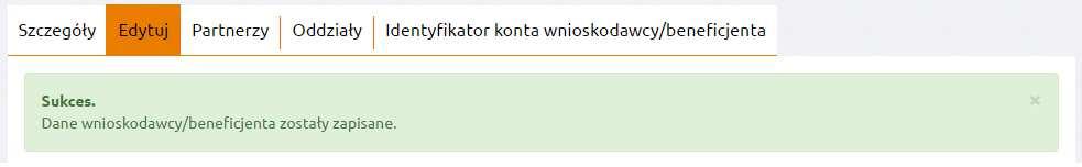 Wprowadzone dane można zobaczyć w zakładce Szczegóły. Ich zmiana możliwa jest w zakładce Edytuj.