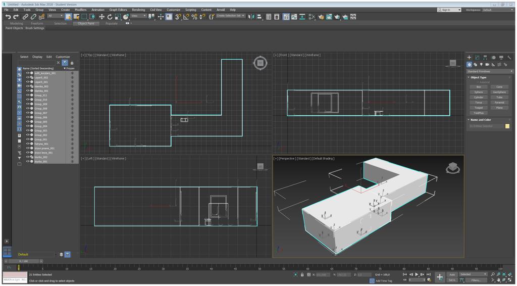 Techniki Multimedialne Laboratorium galeria w 3ds Max, materiały Na poprzednich zajęciach stworzyliśmy model galerii w programie SketchUp.