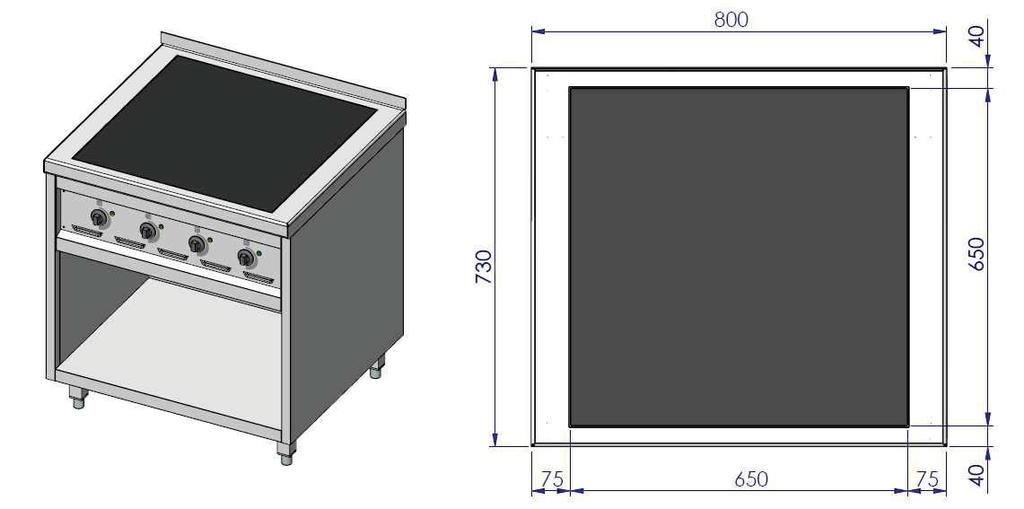 Przykład dostosowania do linii 800 Compact line Poczwórny blat, 4 x cewka okrągła GI-SH/QU/CL-7000-655 (4 x 3.