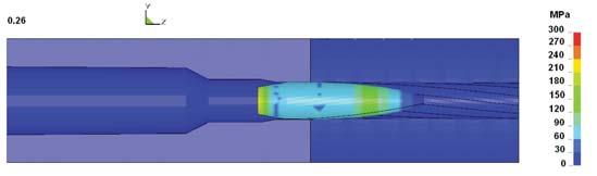 Numerical Model of Bullet Barrel System napre (powyej 270 MPa).