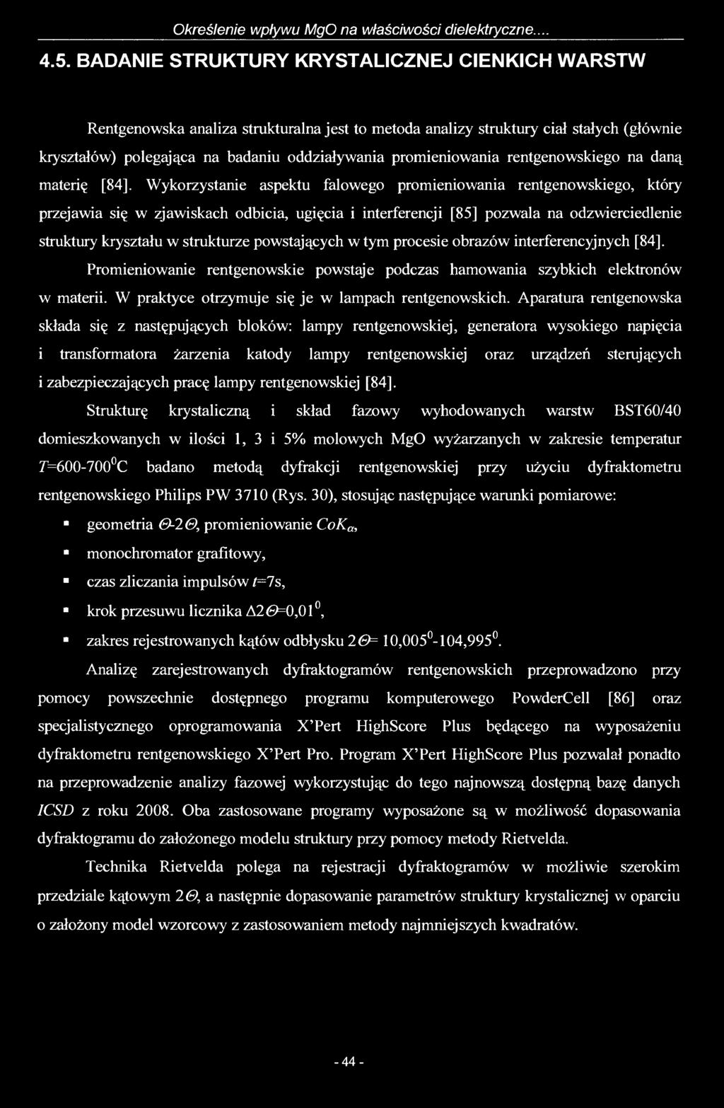 Określenie wpływu MgO na właściwości dielektryczne... 4.5.