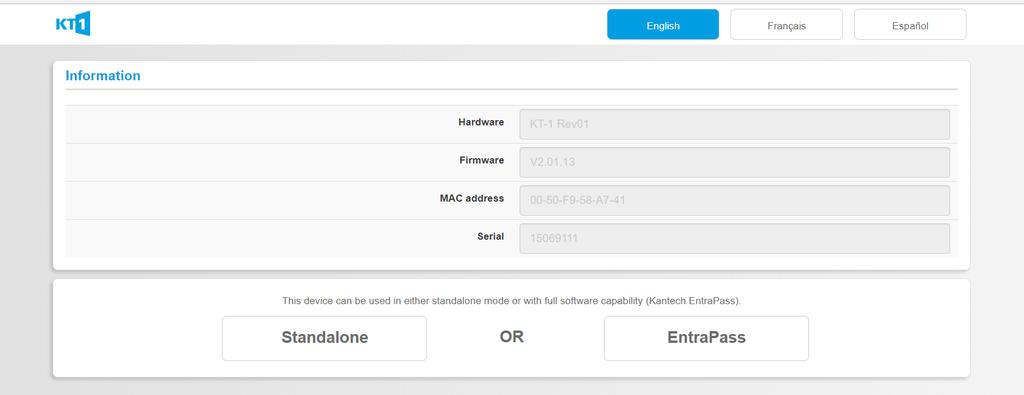 1. Jeśli firmware KT-1 jest w wersji niższej niż 2.00.14 wymagana jest aktualizacja. Połącz kontroler z oprogramowaniem Entrapass i dokonaj aktualizacji.