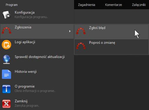 Zostanie wyświetlony kreator zgłoszenia błędu. Rysunek 37 Rysunek 38 Aby rozpocząć procedurę zgłoszenia należy wybrać opcję Następny >. Zostanie wyświetlony formularz, który należy wypełnić.