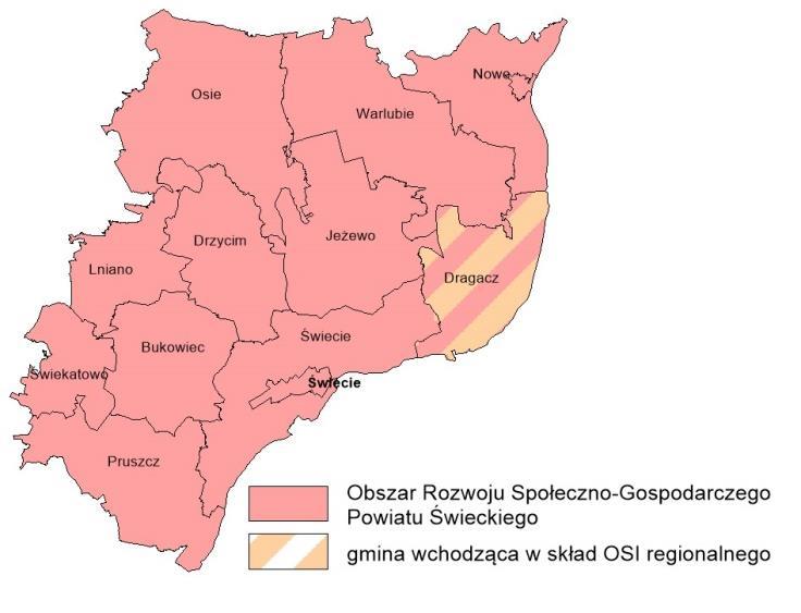 13 POWIAT ŚWIECKI Powiat świecki jest największym pod względem powierzchni powiatem województwa. Zajmuje ponad 8% powierzchni regionu skupiając na swym terenie aż 11 gmin.