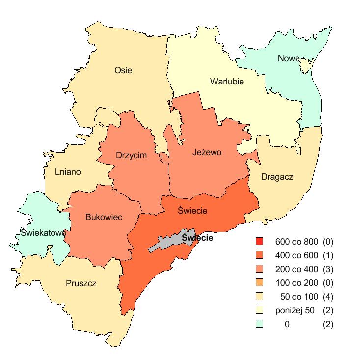 środowiskowej pomocy społecznej w ludności ogółem [%] Placówki ambulatoryjnej opieki medycznej na 10 tys. mk [ob.