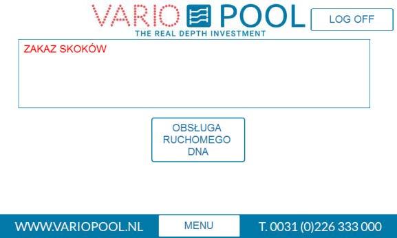 Obsługa ruchomega dna Przed przystąpieniem do obsługi ruchomego dna należy zapoznać się z wszystkimi wymaganiami bezpieczeństwa opisanymi w Opisie ruchomego dna i pomostu zatapialnego oraz instrukcji.