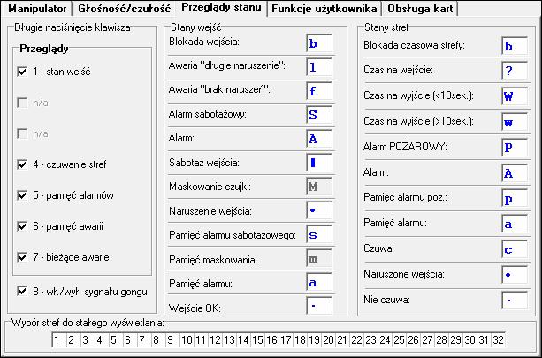 78 Programowanie SATEL Czas na we. strefy podświetlenie będzie włączane dodatkowo w przypadku rozpoczęcia odliczania czasu na wejście w wybranej strefie. Sabotaż alarmuje w strefie [Sabotaż w str.