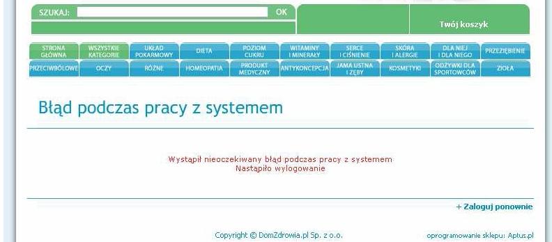 Zalecenia / Konstruktywne komunikaty 1/2 Komunikat "błąd pracy z systemem"