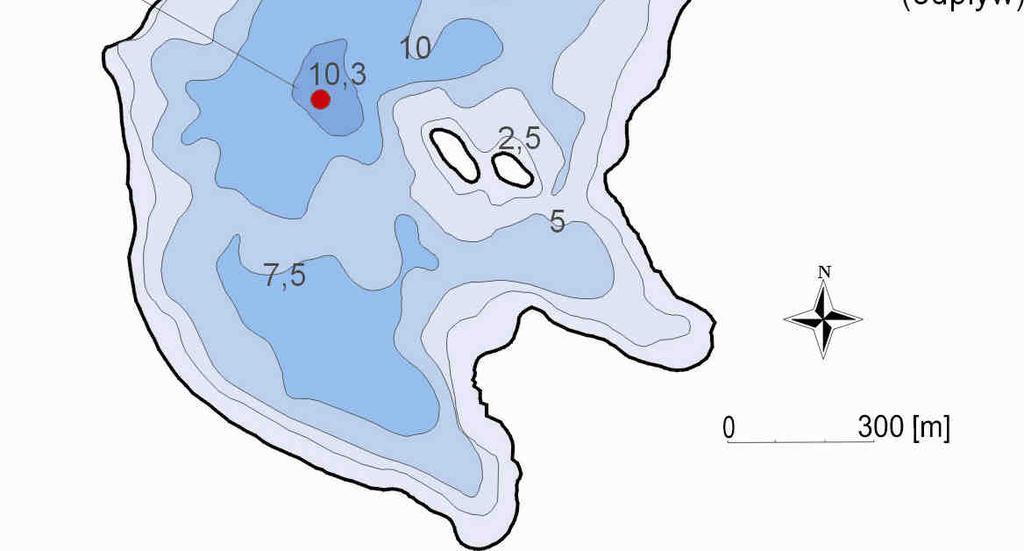 Pomiary w zakresie wybranych parametrów przeprowadzono w dwóch izolowanych plosach w północnej części jeziora. Badania wykonano w podstawowym zakresie analiz. Ryc. 4.