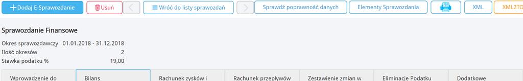 Po utworzeniu raportu pojawi się sprawozdanie składające się z wybranych wcześniej elementów.