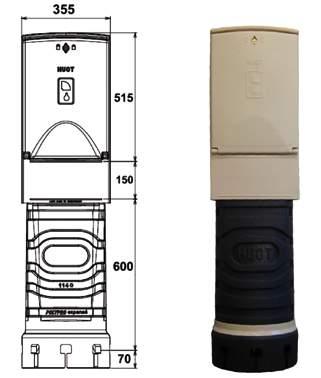 spienionego PP - króciec z rury PE 280mm - kluczyk do zamykania szafki - zawór