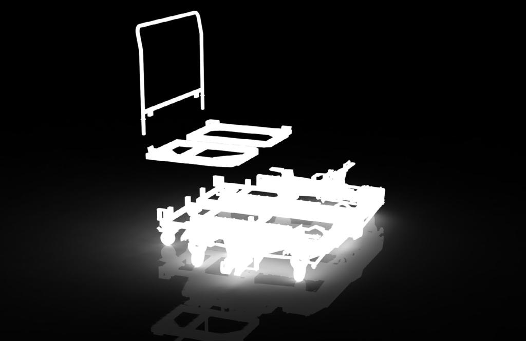 STEERING WHEEL MECHANISM Installed in the central section of the chassis, the wheel facilitates trolley steering and improvesits manoeuvrability when loaded (smooth manoeuvring with a load of up to