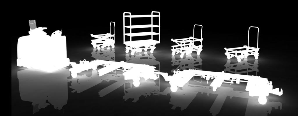 Currently system consists of two types of platforms, trolleys of diff erent types, functions and transport capabilities; turntables and docking stations.