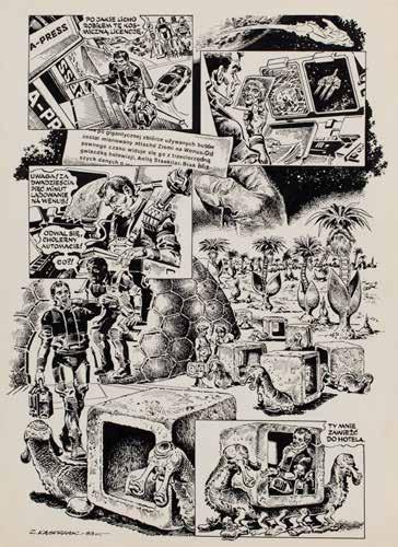 15 ZBIGNIEW KASPRZAK (KAS) (ur. 1955) "Człowiek bez twarzy", plansza komiksowa nr 2 (odc. 2), 1983 r.