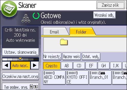 5. Scan 4. W razie potrzeby określ ustawienia skanowania odpowiadające skanowanemu oryginałowi. Przykład: Kolorowe skanowanie dokumentu i zapisywanie w postaci pliku PDF. Naciśnij przycisk [Ustaw.