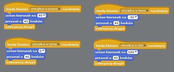 Instrukcja: 1. Zapisujemy na dysk plik z planszą (plik tlo.png). 2. Wczytujemy na scenę smerfa (plik smerf.png) a jako tło sceny wybieramy wczytany wcześniej plik z labiryntem. 3.