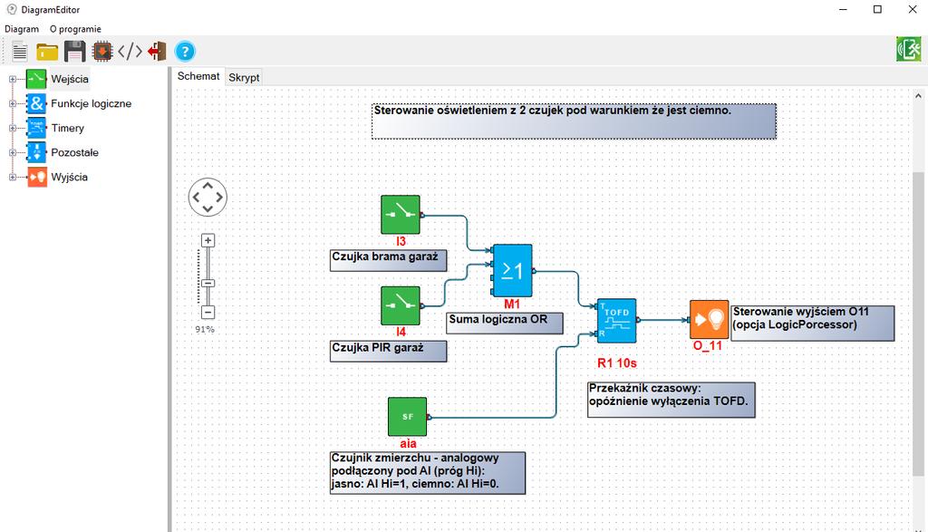 LogicProcessor: sterowanie oświetleniem (przykład w