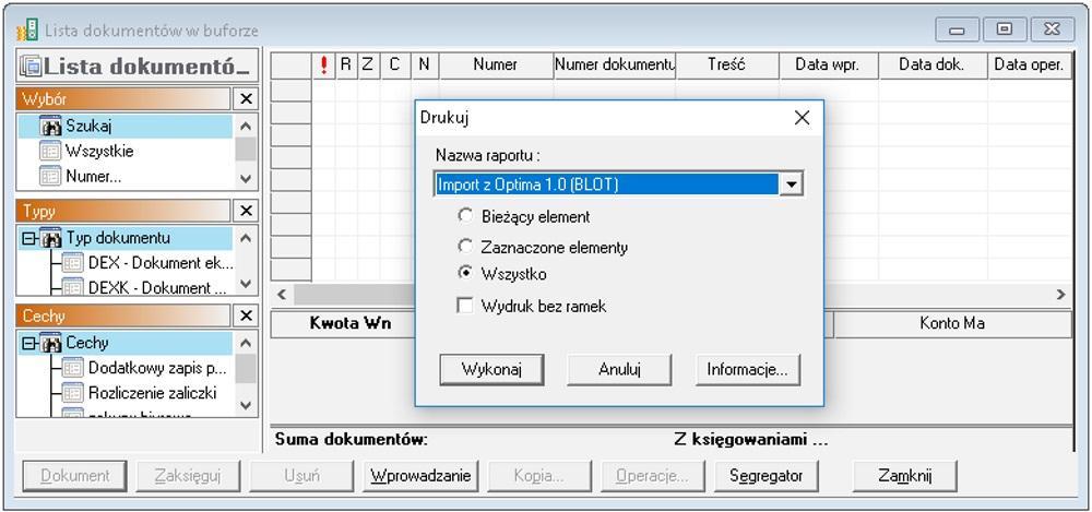 Wst p Dodatek umo liwia import danych z Comarch Optima. Import obejmuje: - faktury sprzeda y i korekty, - faktury zakupu i korekty, - dokumenty kasowe, - dokumenty magazynowe.